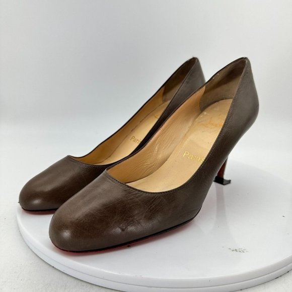 Christian Louboutin Shoes - Christian Louboutin Women Size EU 37.5 US 7.5 Brown Leather Stiletto Pump Shoes